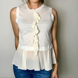 REBECCA TAYLOR peplum Ruffle Cotton Silk blouse